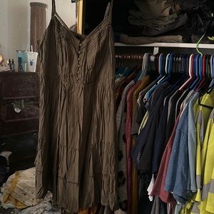 Green midi challis dress